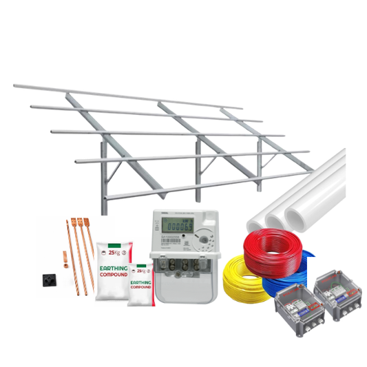 3 K-Watt Ready to Install Complete BOS System Including Structure, Wire, ACDB, DCDB Earthing etc